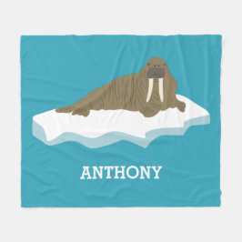 Cobertor De Velo Walrus em uma Iceberg Ilustração Personalizada