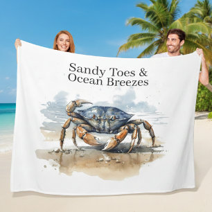 Cobertor De Velo Watercolor Beach Crab, personalizado