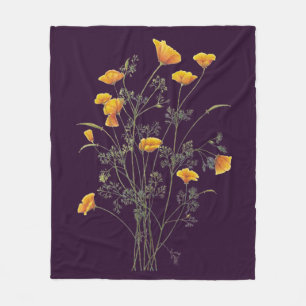 Cobertor De Velo Watercolor California Poppy Garden Flower Art