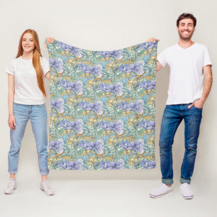 Cobertor De Velo Watercolor Floral Art Nouveau Wallpaper Design