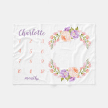 Watercolor Floral Monograma Baby Milestone Foto