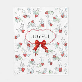 Cobertor De Velo Watercolor Holly Leaves and Red Berries Custom 