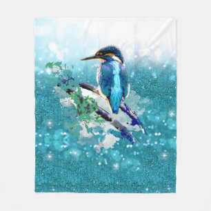 Cobertor De Velo Watercolor Kingfisher Bird Willife Nature Art Ela