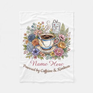 Cobertor De Velo Watercolor Medical Coffee Floral Personalized Name
