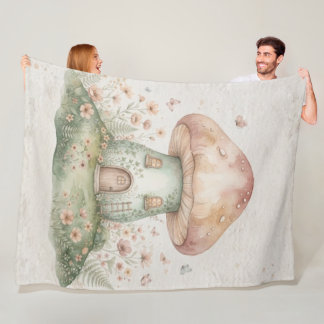 Cobertor De Velo Watercolor Mushroom Blanket for Kids, Cute Woodlan