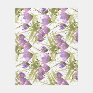 Cobertor De Velo Watercolor Purple Daisies Garden