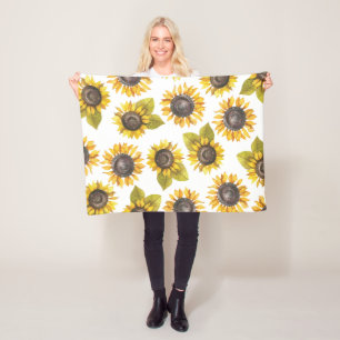 Cobertor De Velo Watercolor Sunflower Patterno Baby Blanket