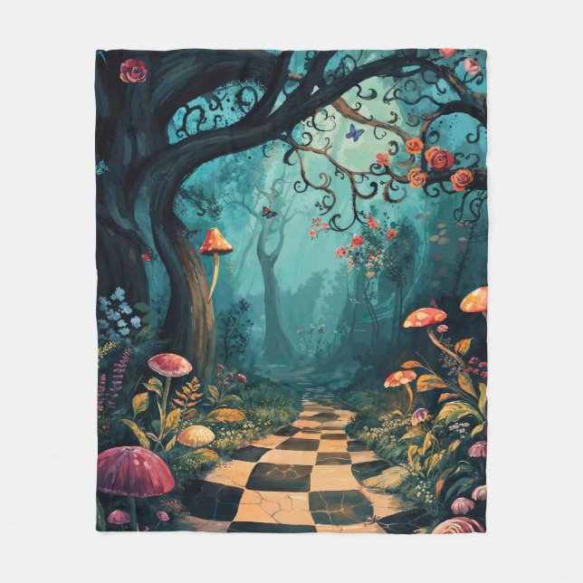 Cobertor De Velo Watercolor Whimsical Wonderland Path (Frente)
