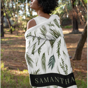 Cobertor De Velo Watercolor Winter Green Seamless Patterno