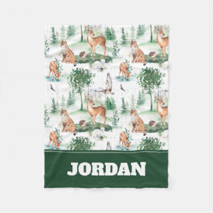 Cobertor De Velo Watercolor Woodland Baby Animal Patterno