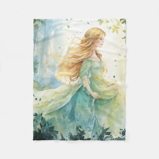 Cobertor De Velo Watercolour Forest Princess (Frente)