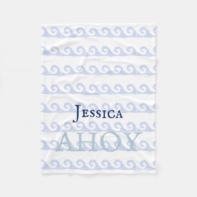 Cobertor De Velo Waves Ahoy Personalizado (Frente)