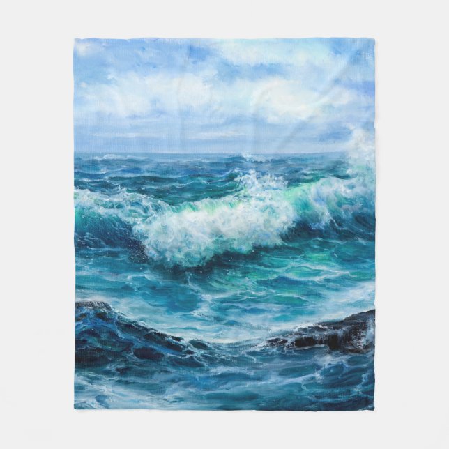 Cobertor De Velo Waves in ocean. Modern Impressionism, modernism, m (Frente)
