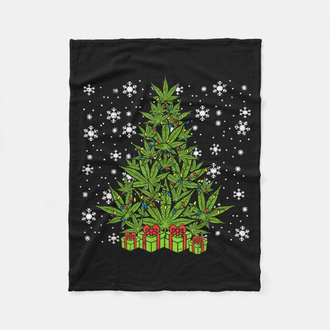 Cobertor De Velo Weed Christmas Tree Funny Xmas T Men Women  (Frente)