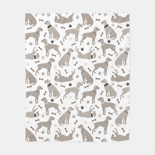 Cobertor De Velo Weimaraner Bones and Paws Fleece Blanket (Frente)