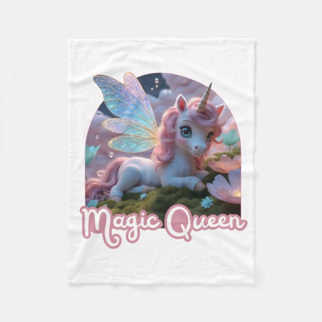 Cobertor De Velo Weißes Einhorn mit Flügeln - Magic Queen (Frente)