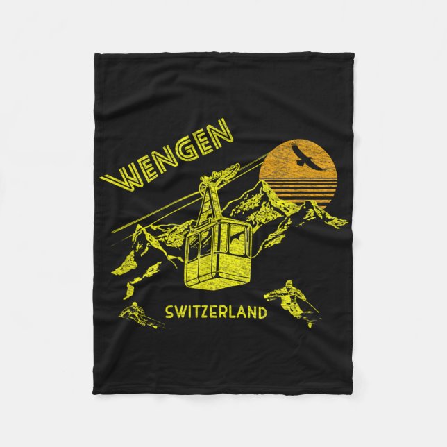 Cobertor De Velo Wengen Switzerland Retro Skiing Tee  (Frente)