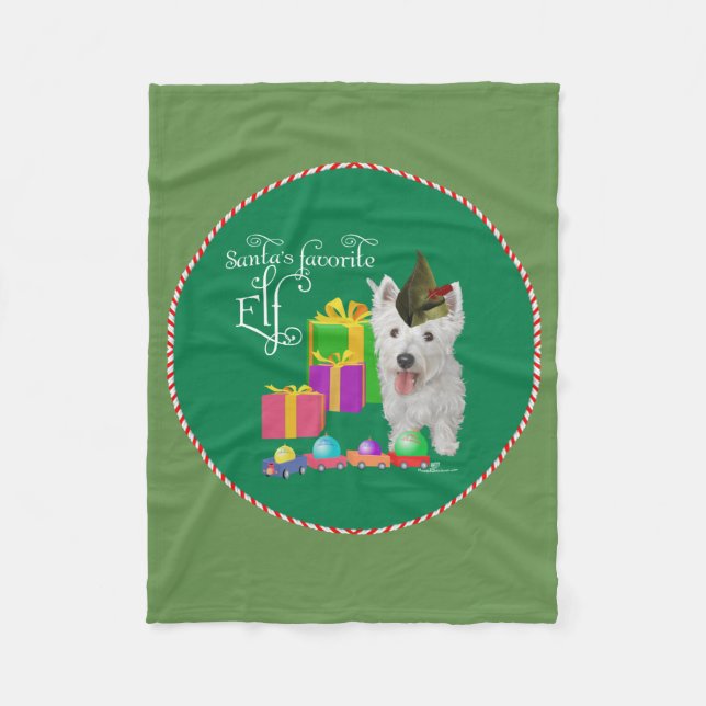 Cobertor De Velo West Highland White Terrier Christmas Elf (Frente)