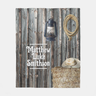 Cobertor De Velo Western Cowboy Barn