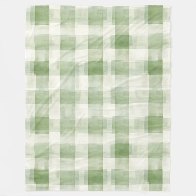Cobertor De Velo Western Green Cream Plaid Stripes Country   (Frente)