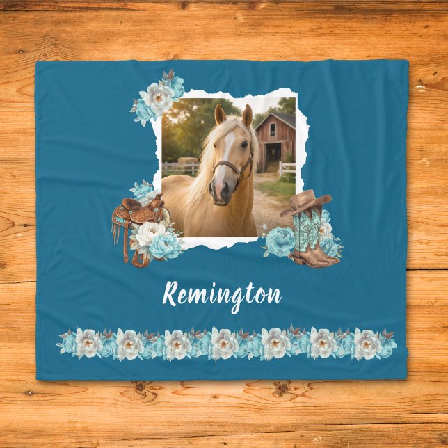 Cobertor De Velo Western Horse Floral Blanket (Criador carregado)