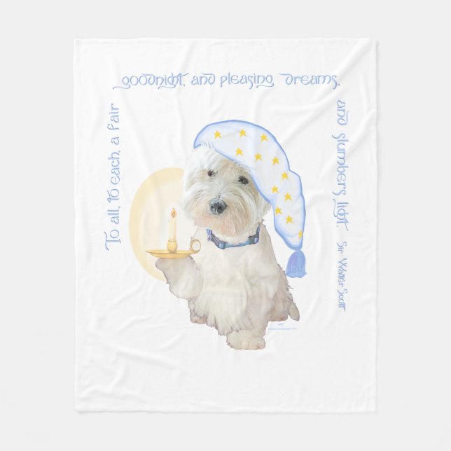 Cobertor De Velo Westie Azul Boanoite com Vela (Frente)