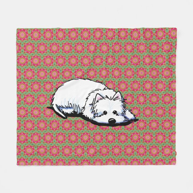 Cobertor De Velo Westie Rosa e Verde  (Frente (Horizontal))