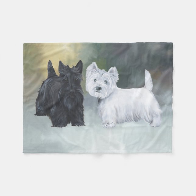 Cobertor De Velo Westie Scottie Inverno (Frente (Horizontal))