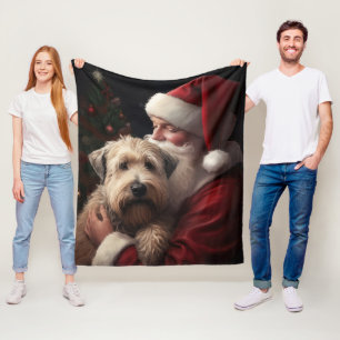 Cobertor De Velo Wheaton Terrier com Papai Noel Natal Festivo