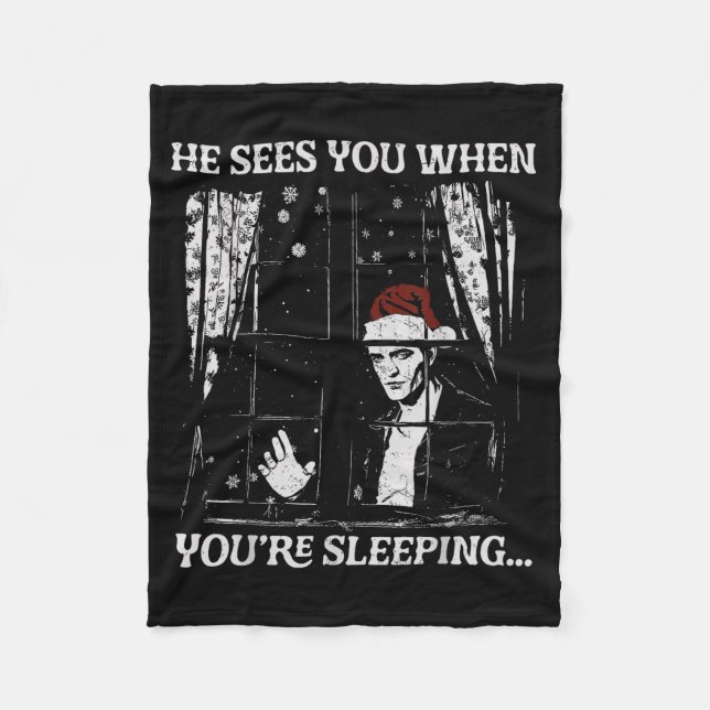 Cobertor De Velo When You're Sleeng Christmas Santa He Sees You  (Frente)