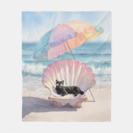 Cobertor De Velo Whimcolor Watercolor Cat Beach Blanket