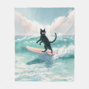 Cobertor De Velo Whimf Surfing Black Cat Beach Blanket