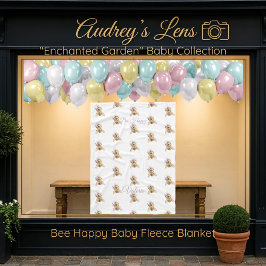 Cobertor De Velo Whimsical Bumblebee & Wildflowers "Bee Happy"
