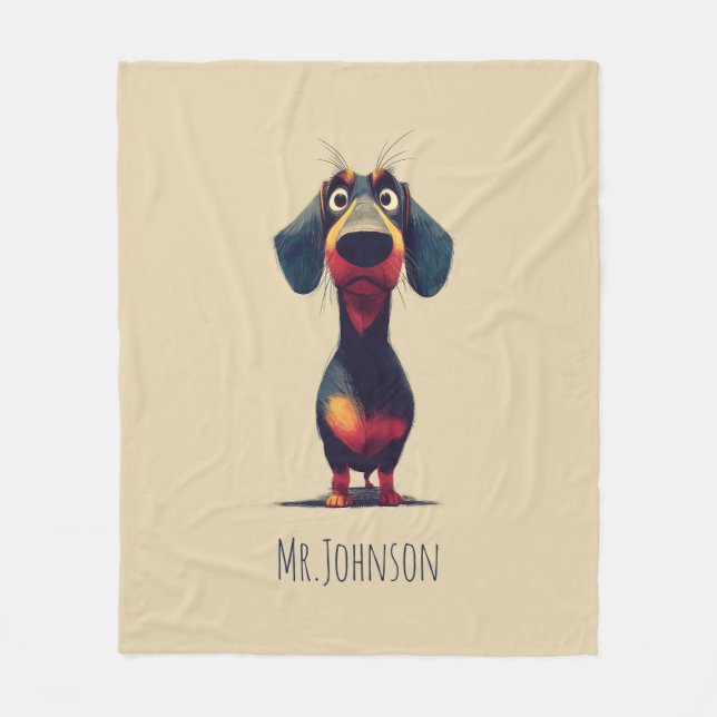 Cobertor De Velo  Whimsical Dachshund Character Illustration (Frente)