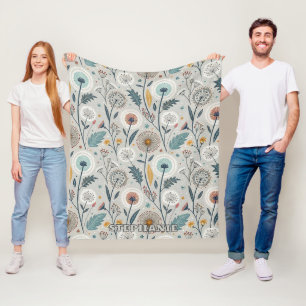 Cobertor De Velo Whimsical Dandelion & Floral Folk Art Seamless