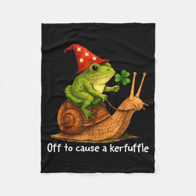 Cobertor De Velo Whimsical frog wizard off to cause a kerfuffle mem (Frente)