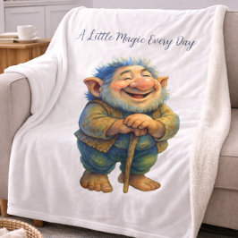 Cobertor De Velo Whimsical Gnome Illustration Gift Magic Every Day