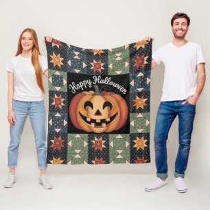Cobertor De Velo Whimsical Jack-O'-Lantern Quilt Blanket Cozy