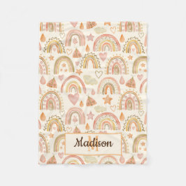 Cobertor De Velo Whimsical Modern Boho Rainbow Nome do Padrão Baby