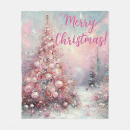 Cobertor De Velo Whimsical Pink Christmas Tree Personalized
