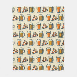 Cobertor De Velo Whimsical Pizza and Beer Pattern
