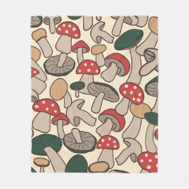 Cobertor De Velo Whimsical Retro Mushroom Botanical