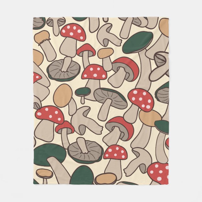 Cobertor De Velo Whimsical Retro Mushroom Botanical (Frente)