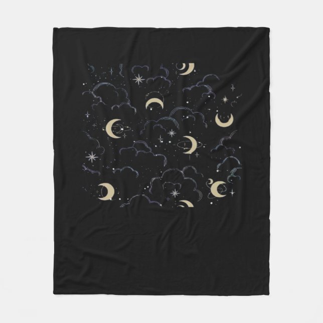Cobertor De Velo Whimsigoth Clouds Sun Moon Witchy (Frente)