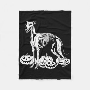 Cobertor De Velo Whippet Skeleton Aniversário Cachorro de Halloween