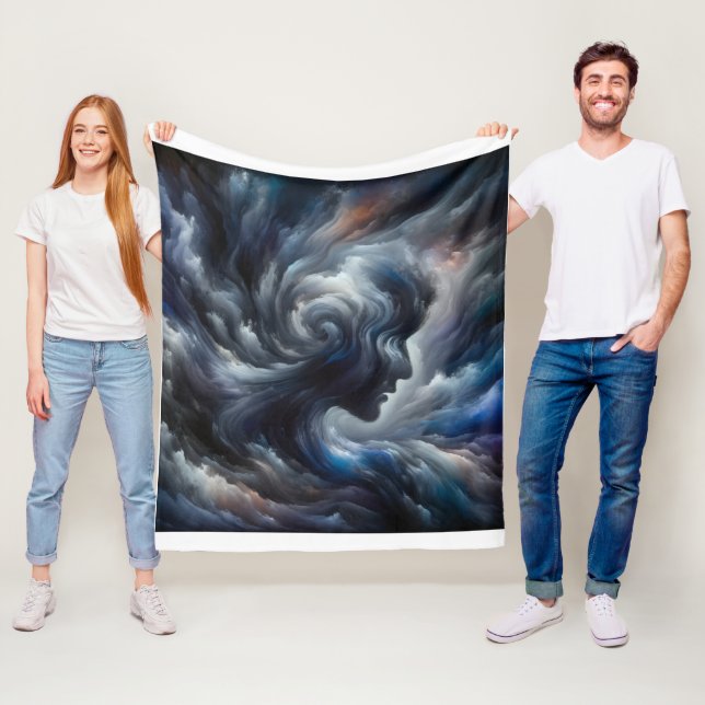 Cobertor De Velo "Whispers of the Storm Abstract Face in the Clouds (In Situ)