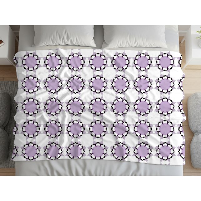 Cobertor De Velo White and purple geometric mandala pattern Towel (Criador carregado)