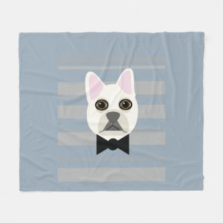 Cobertor De Velo White French Bulldog, Stripes