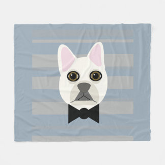 Cobertor De Velo White French Bulldog, Stripes