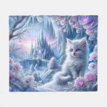 White Kitten em Fantasy Ice Kingdom